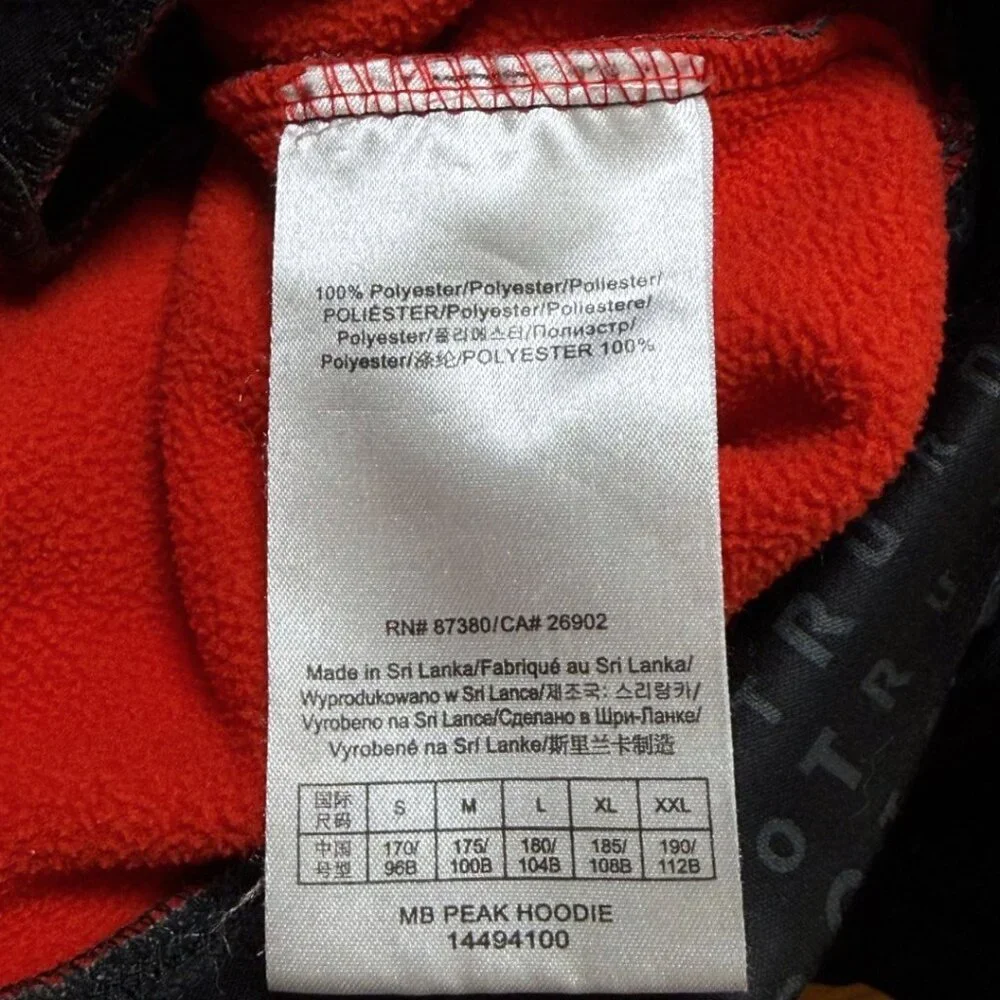 Burton MB Peak Mens Full Zip Hoodie Hooded XL Black Neon Orange Fleece Lined - Picture 5 of 11